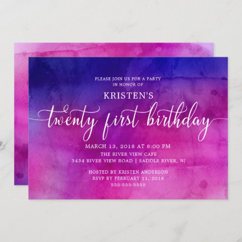 Modern Twenty First 21st Birthday Party Invitation