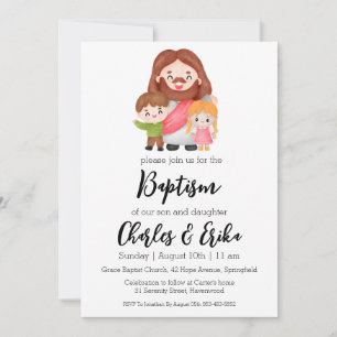 modern twin baptism invitations