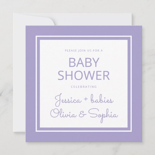 Modern Twin Girl Baby Shower Invitation