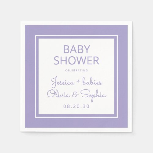 Modern Twin Girl Baby Shower Napkins