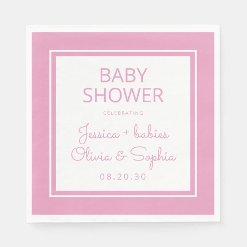 Modern Twin Girl Baby Shower Napkins