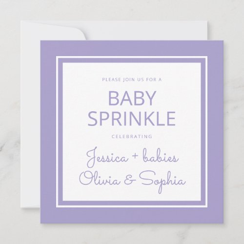 Modern Twin Girl Baby Sprinkle Invitation
