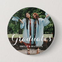 Modern Twin Graduate  Script Classic Photo Button