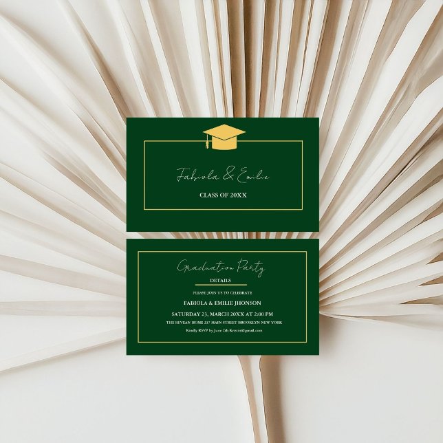 Modern Twin Graduation Name Card Insert Gold Frame (Creator Uploaded)
