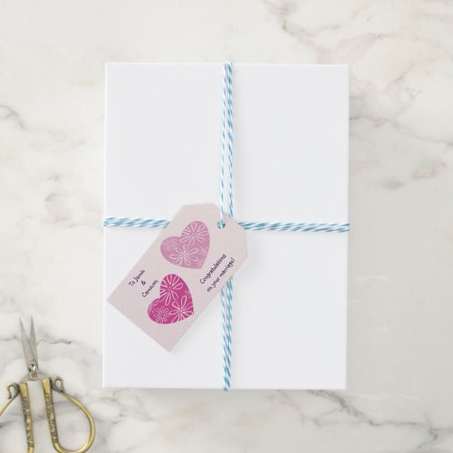 Modern Twin Hearts Congrats On Your Wedding Gift Tags