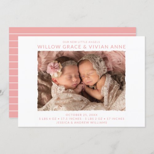 Modern Twin Photo Birth Announcement