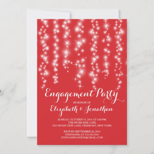 Modern Twinkle Lights Engagement Party 5x7 Paper Invitation Card