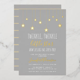 Modern Twinkle Little Star Baby Shower Foil Invitation