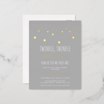 Modern Twinkle Little Star Baby Shower Foil Invitation Postcard by Eugene_Designs at Zazzle