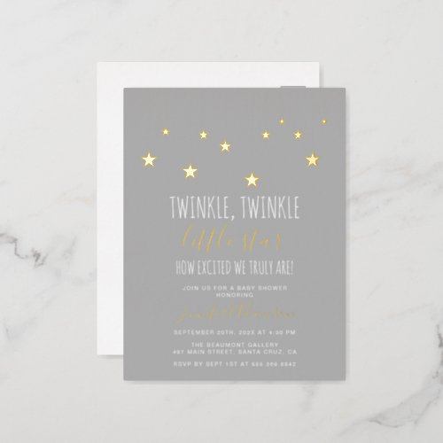 Modern Twinkle Little Star Baby Shower Foil Invitation Postcard