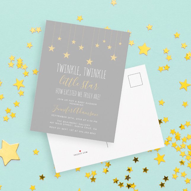 Modern Twinkle Little Star Baby Shower Invitation Postcard