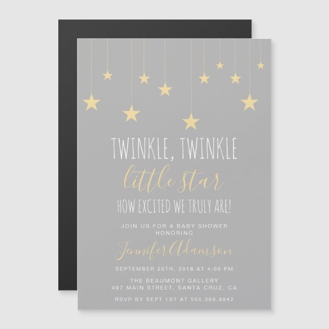 Modern Twinkle Little Star Baby Shower Magnetic Invitation (Front/Back)