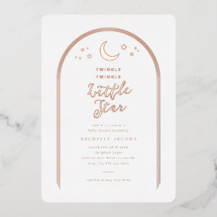 Modern Twinkle Little Star Baby Shower Rose Gold Foil Invitation