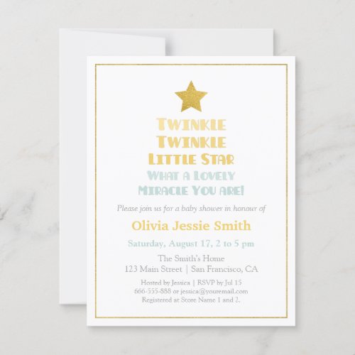 Modern Twinkle Twinkle Little Star Baby Shower Invitation