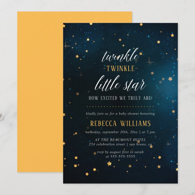 Modern Twinkle Twinkle Little Star Baby Shower Invitation (Front/Back)