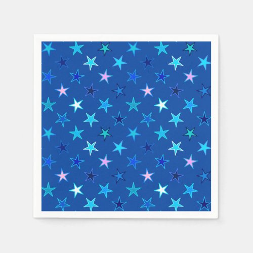 Modern Twinkling Stars Cobalt Blue and Turquoise Napkins