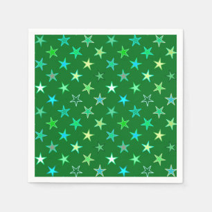 Modern Twinkling Stars, Emerald and Lime Green Napkins