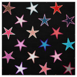 Modern Twinkling Stars, Jewel Colors on Black Fabric