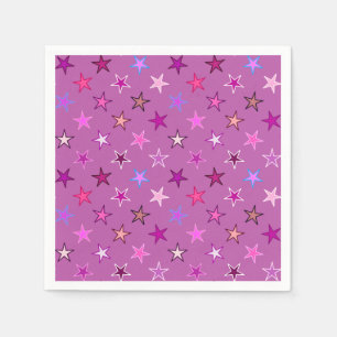 Modern Twinkling Stars, Violet, Plum and Pink Paper Napkins