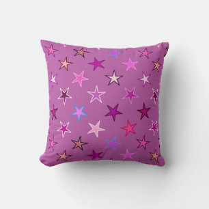 Modern Twinkling Stars, Violet, Plum and Pink Throw Pillow