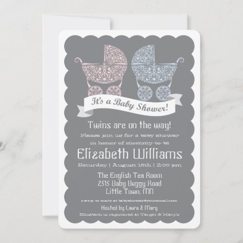 Modern Twins Baby Shower Invitation