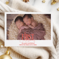 Modern Twins First Christmas Custom Photo