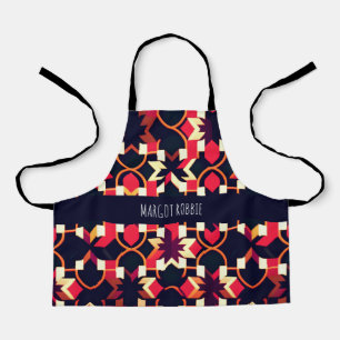 Modern twitch Red Black Geometric Pattern Apron