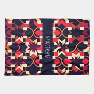Modern twitch Red Black Geometric Pattern Kitchen Towel
