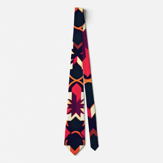Modern twitch Red Black Geometric Pattern Neck Tie (Front)