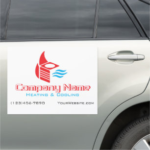Modern Two Color Heating and Cooling Company Car Magnet