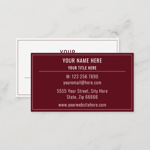 Modern Two Colors Business Card Choose Your Colors