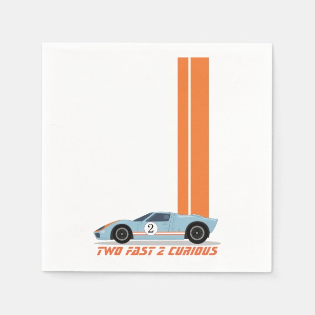 Modern Two Fast Race Car Boy 2nd Birthday Napkins (Front)