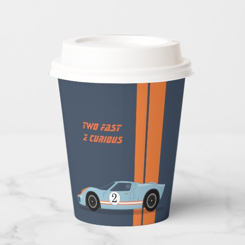 Modern Two Fast Race Car Boy 2nd Birthday Paper Cups