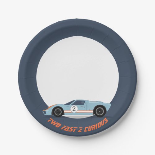 Modern Two Fast Race Car Boy 2nd Birthday Paper Plates