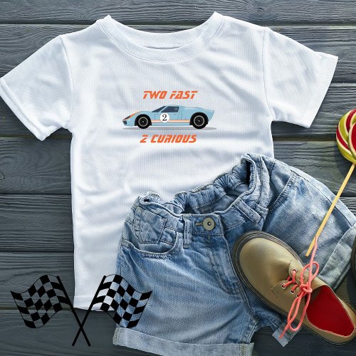 Modern Two Fast Race Car Boy 2nd Birthday Toddler T_shirt