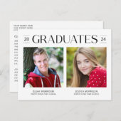 Modern Two Graduates Joint Graduation Photo Postcard (Front/Back)