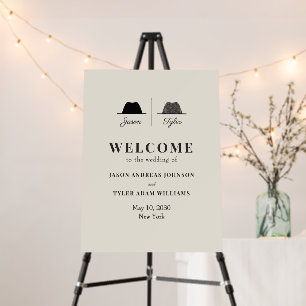 Modern Two Grooms Gay Wedding Welcome Sign
