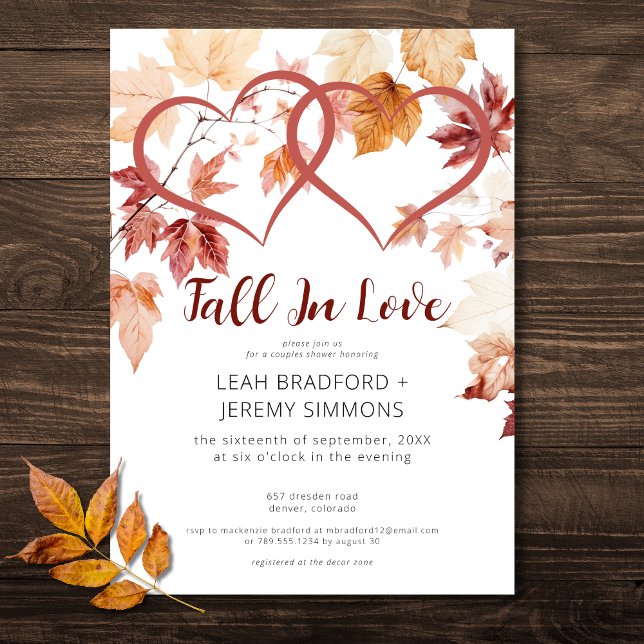 Modern Two Hearts Fall In Love Bridal Shower Invitation (Modern Two Hearts Fall In Love Bridal Shower Invitation)