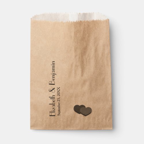 Modern Two Hearts Personalized Names Date Wedding Favor Bag