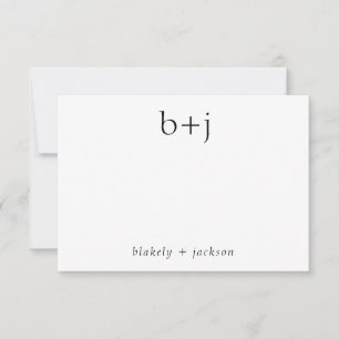 Modern Two Initial Monogram Couple Stationery Note Card