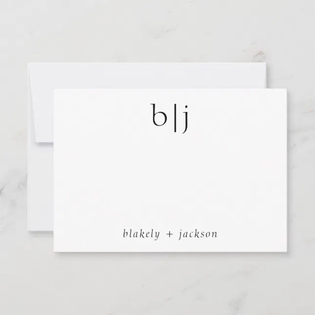 Modern Two Initial Monogram Couple Stationery Note Card | Zazzle