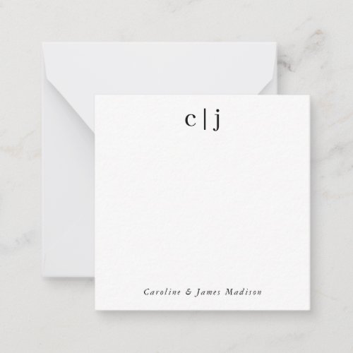 Modern Two Initial Monogram Couple Stationery Note Card