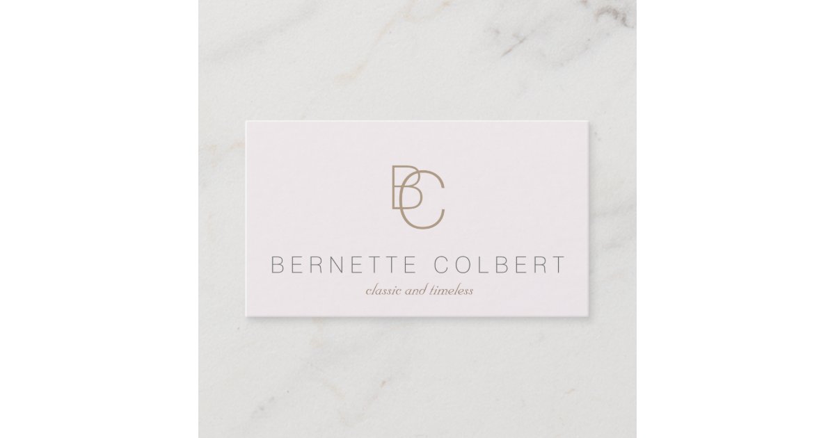 Modern Two Initial Monogram Pale Pink Beauty Business Card | Zazzle