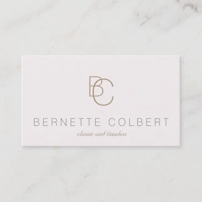 Modern Two Initial Monogram Pale Pink Beauty Business Card | Zazzle