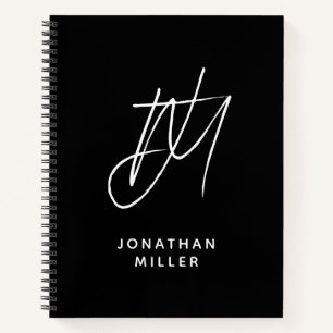 Modern Two Initial Script Monogram Personalized Notebook