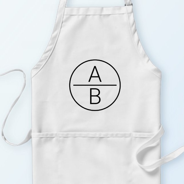 Modern Two Initials Monogram Adult Apron (Creator Uploaded)