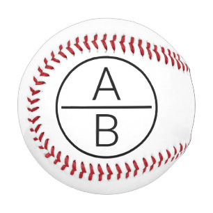Modern Two Initials Monogram Baseball