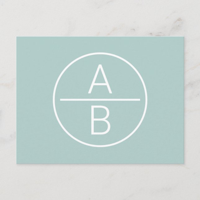 Modern Two Initials Monogram Postcard (Front)
