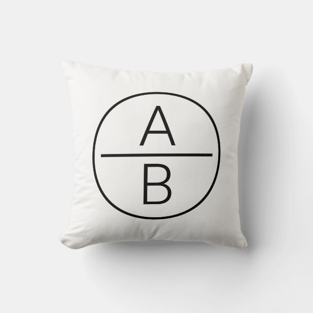Modern Two Initials Monogram Throw Pillow (Front)