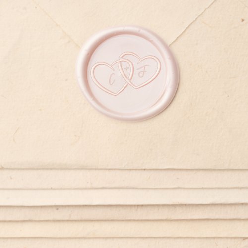 Modern Two Intertwined Hearts Initials Wax Seal Sticker